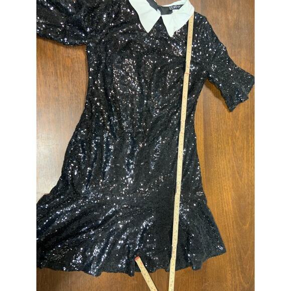 Venus Sequins Dress Women Small Black Neutral Preppy Dark Academia Halloween - Picture 6 of 11